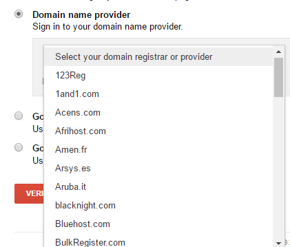 Domain name providers List