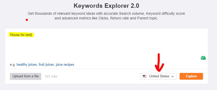 Ahrefs keywords Explorer