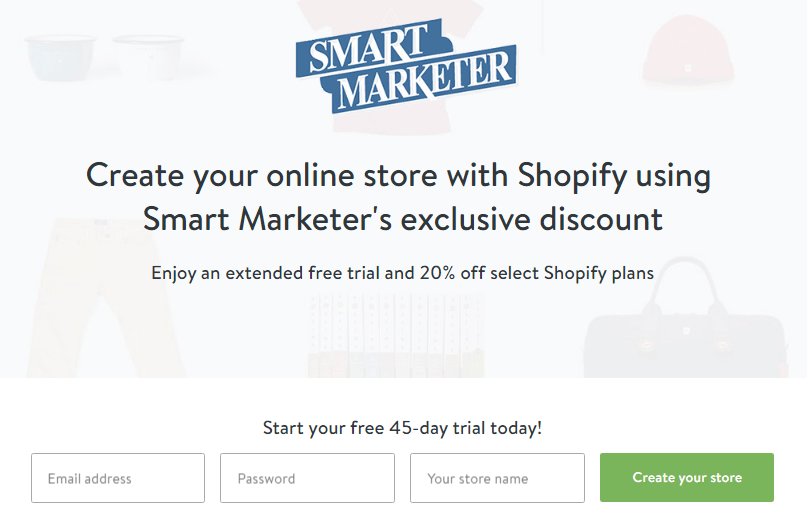 Shopify 45 Days trial Offer