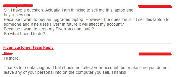 Fiverr about Selling Laptop