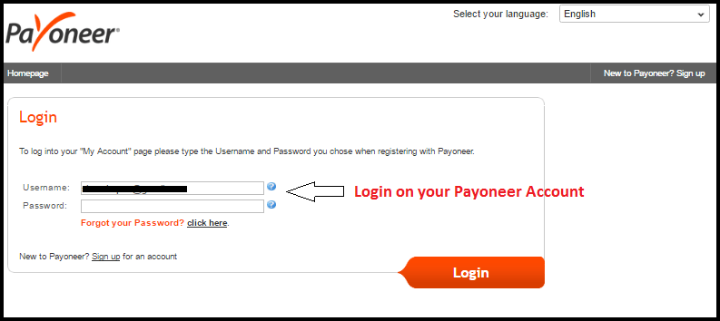 login on Payoneer