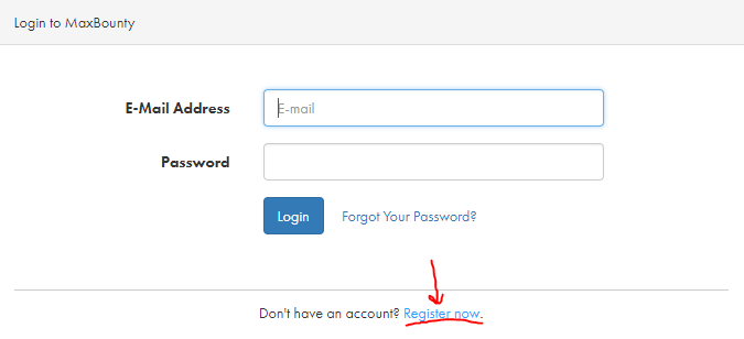 Max bounty New account register