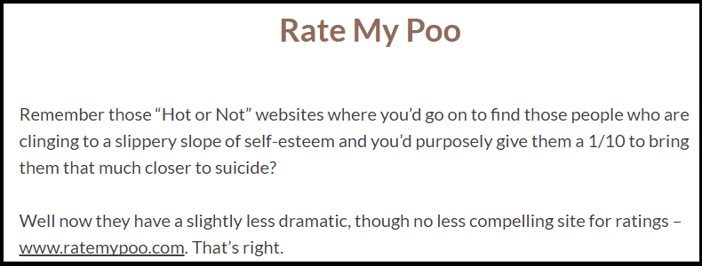 Rate my poo website