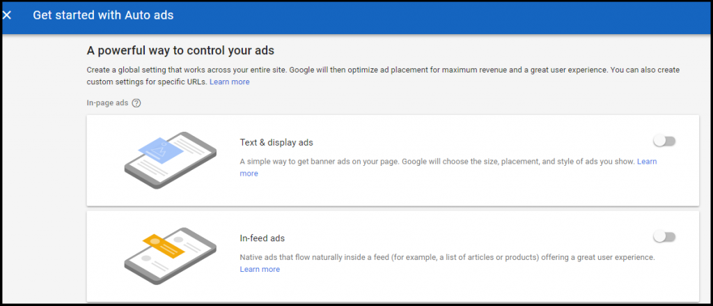 Google auto ads step 2