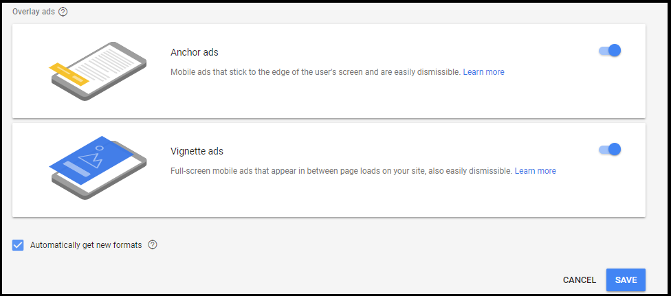 Turn Google adsense auto ads On