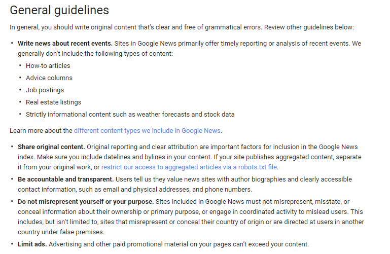 Google General Guidlines