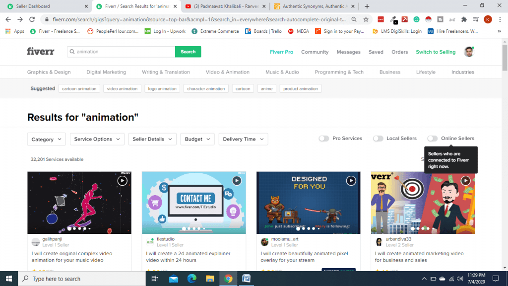 Fiverr animation service easy to search