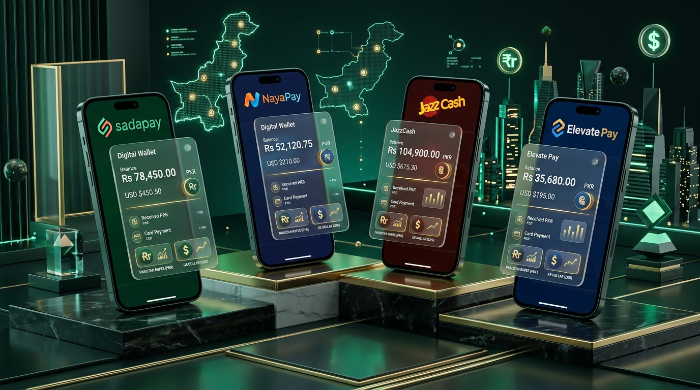 Top digital wallets in Pakistan SadaPay NayaPay JazzCash Elevate cards