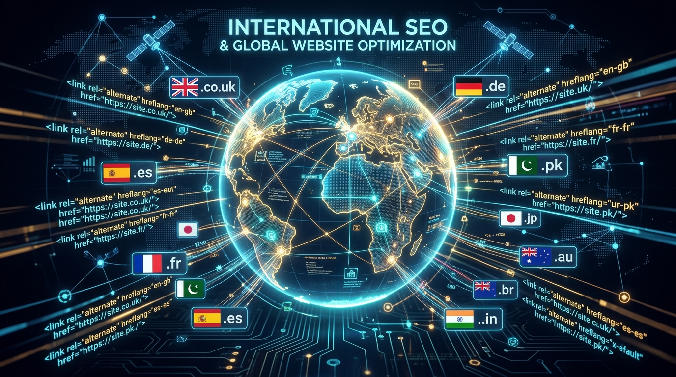 International SEO ccTLDs and hreflang tags globe visualization