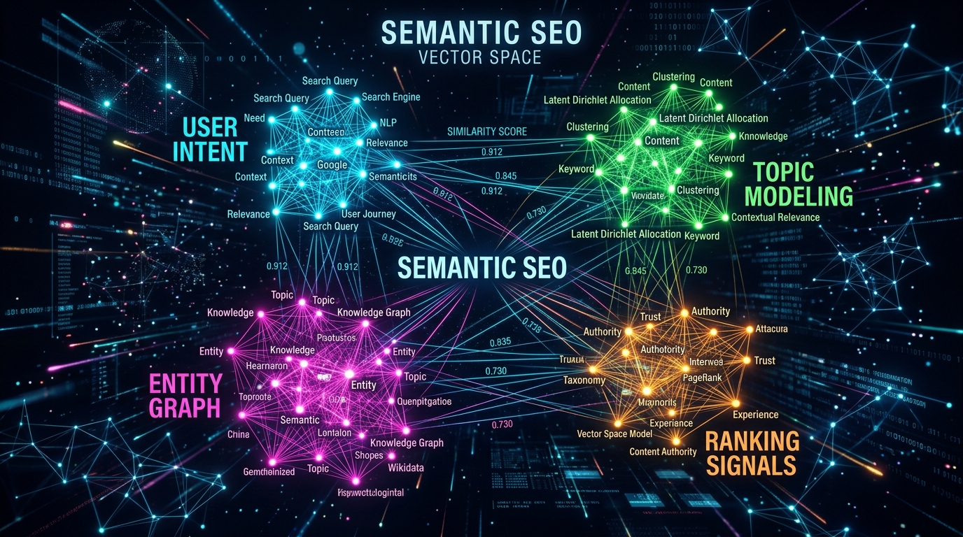 Semantic SEO vector space high dimensional embeddings and entity graph