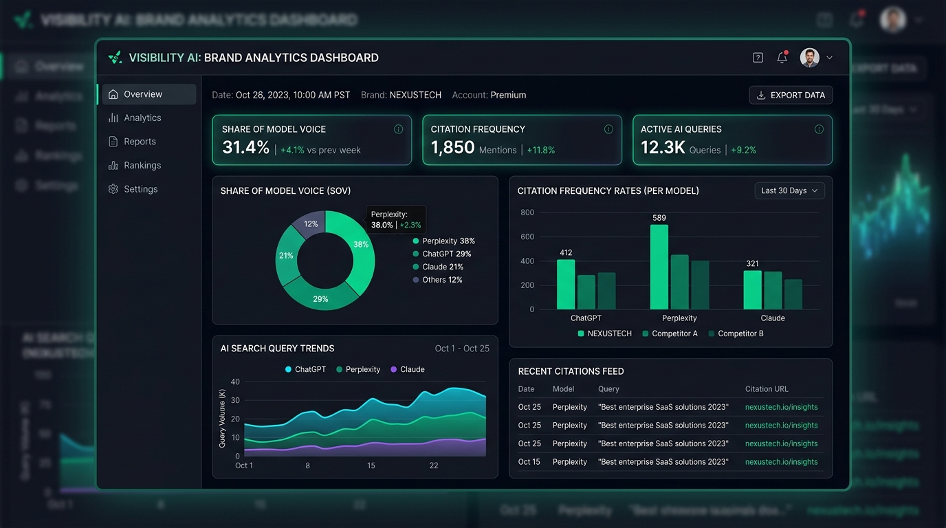 AI search visibility tracking analytics dashboard