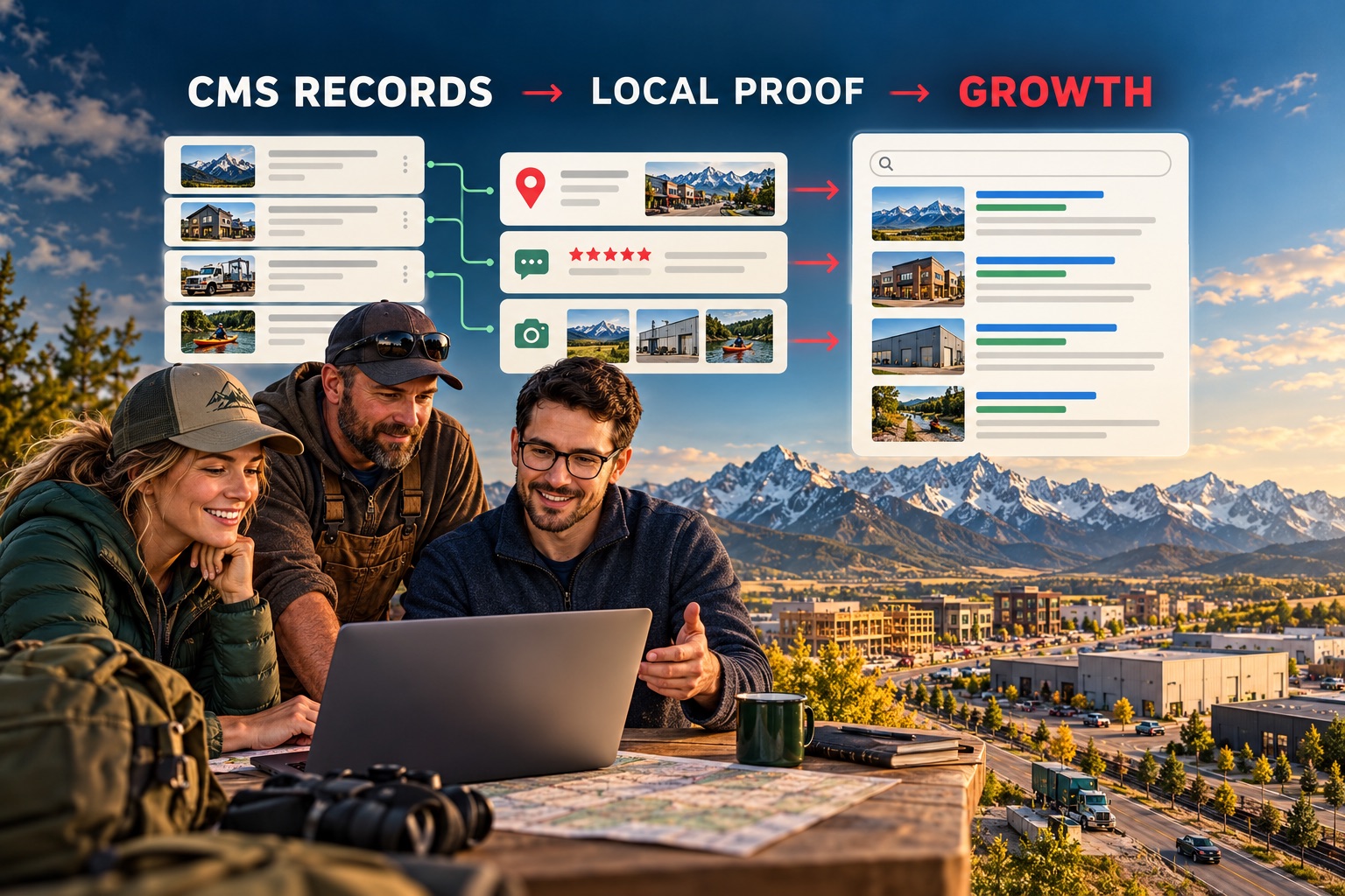 Bozeman and Belgrade business owners connecting Duda CMS records, local proof and search growth